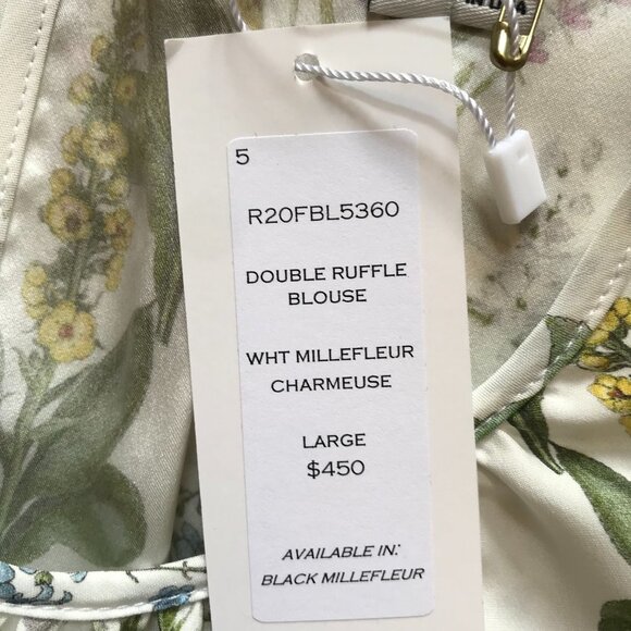NWT Charlotte Brody Double Ruffle Blouse Top Shirt Womens Large White Floral NEW - Picture 3 of 12